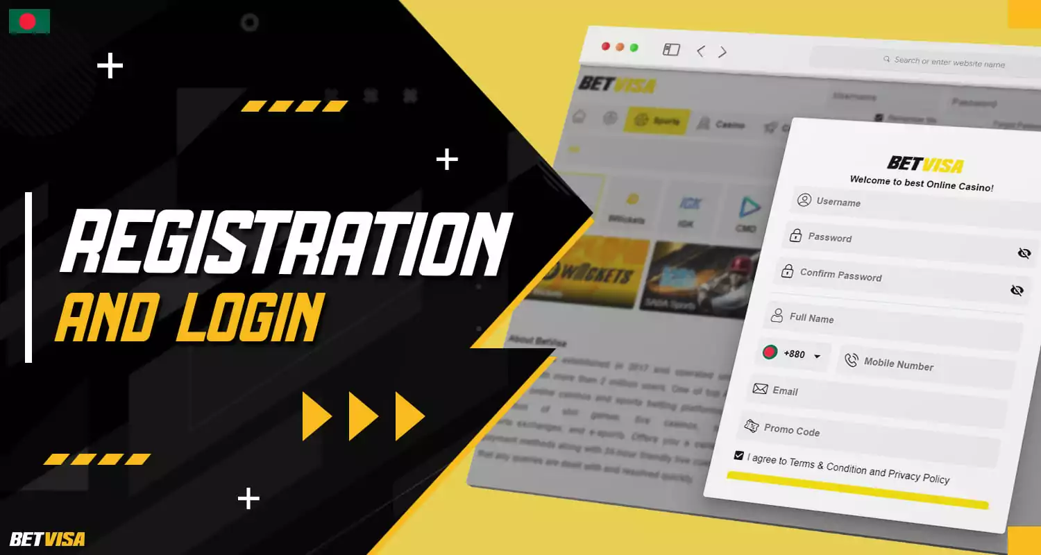 Registration process and login to your personal account at Betvisa 